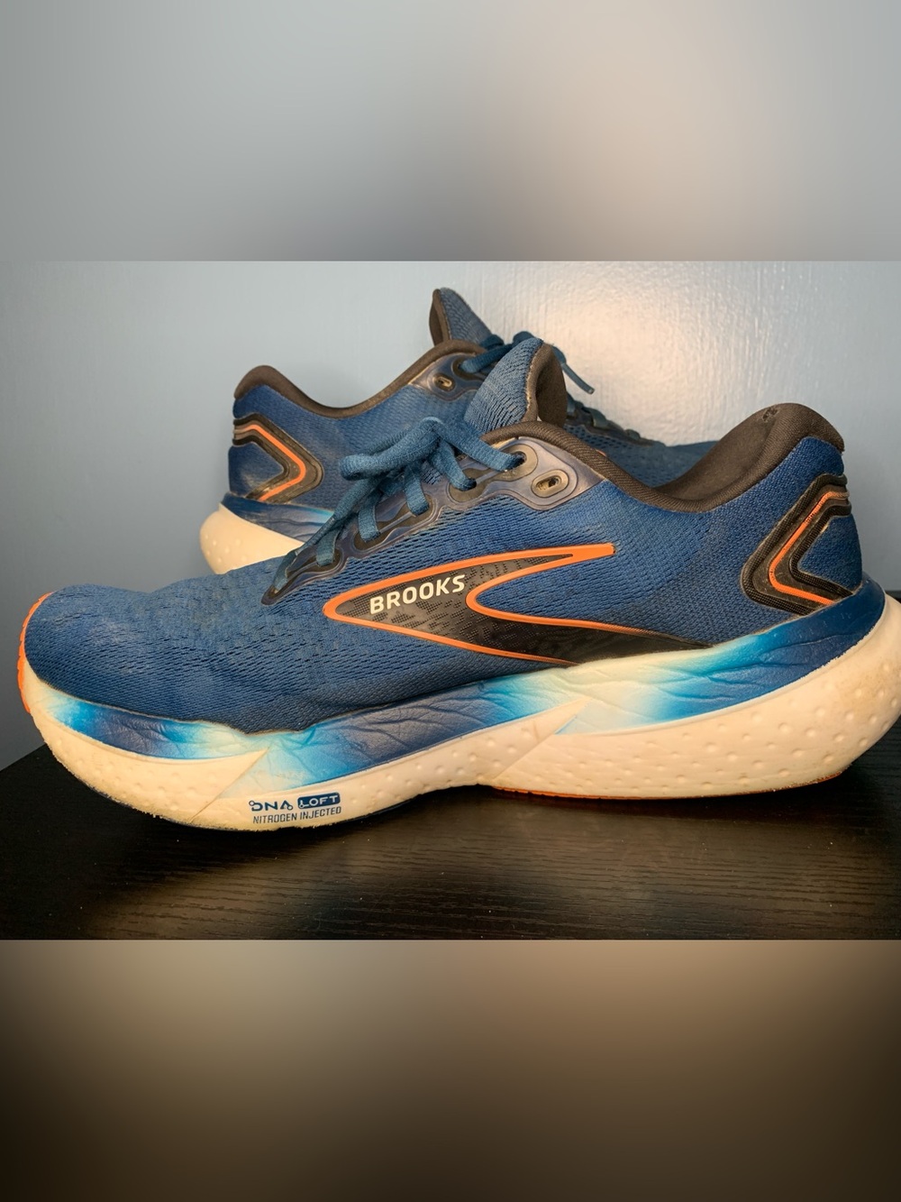 Brooks Men’s Glycerin GTS 21 Running Sneakers - Blue/Orange Accents